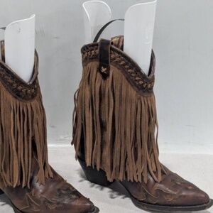 Dingo DI7445 (Heart Throb) Fringe Snip Toe Leather Boots Womens 10 - EUC!!!